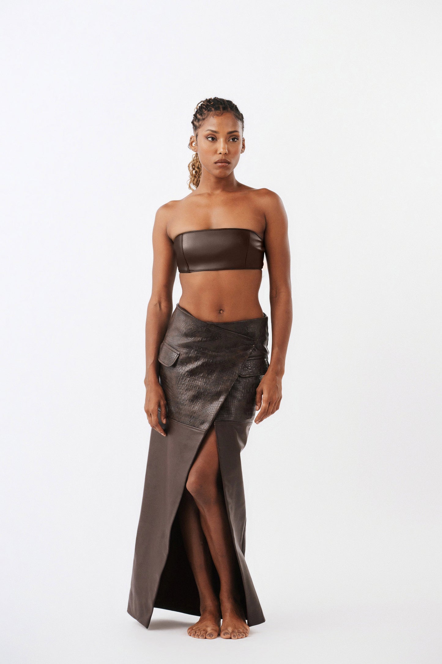 Caractère Gras Leather Skirt