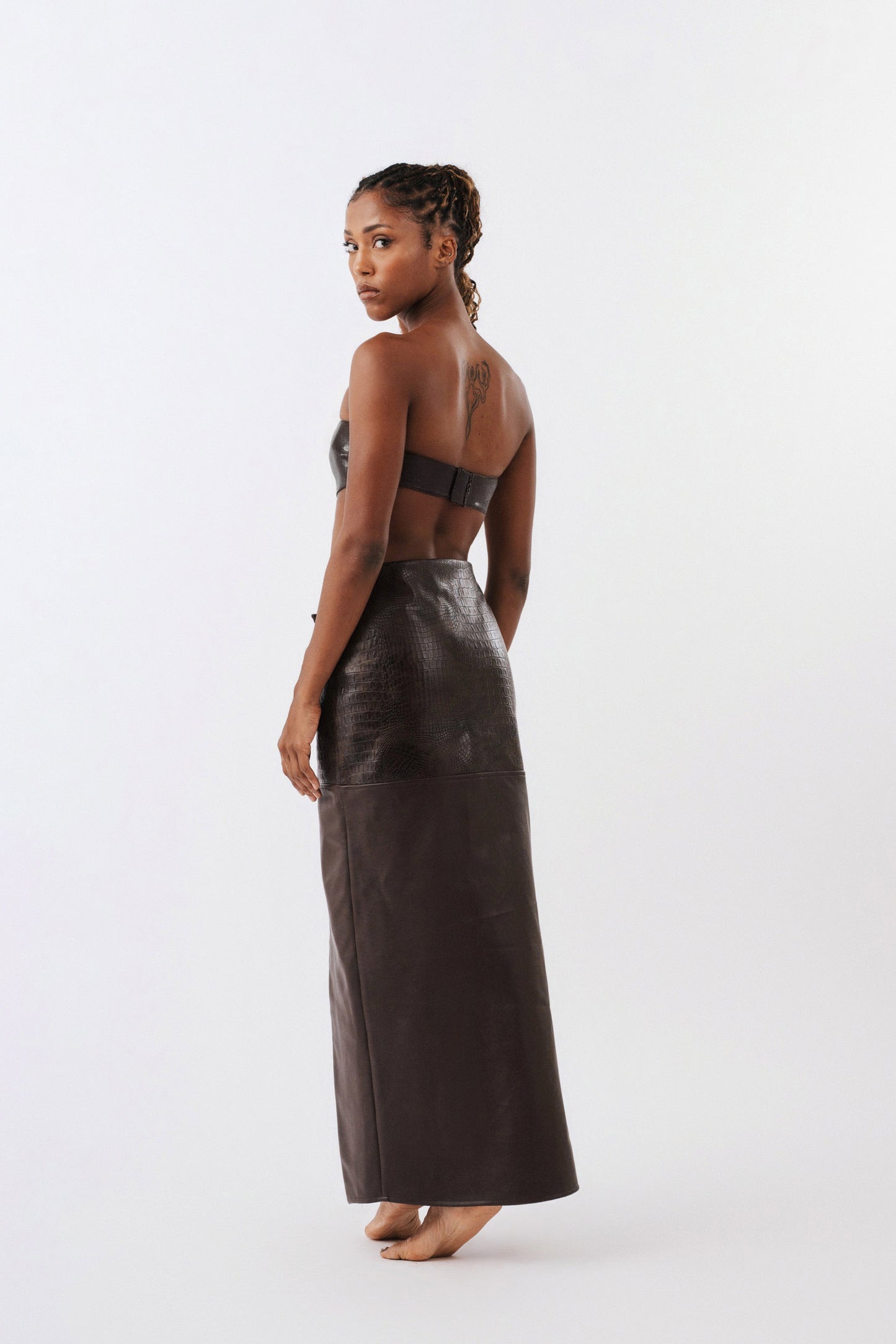 Caractère Gras Leather Skirt