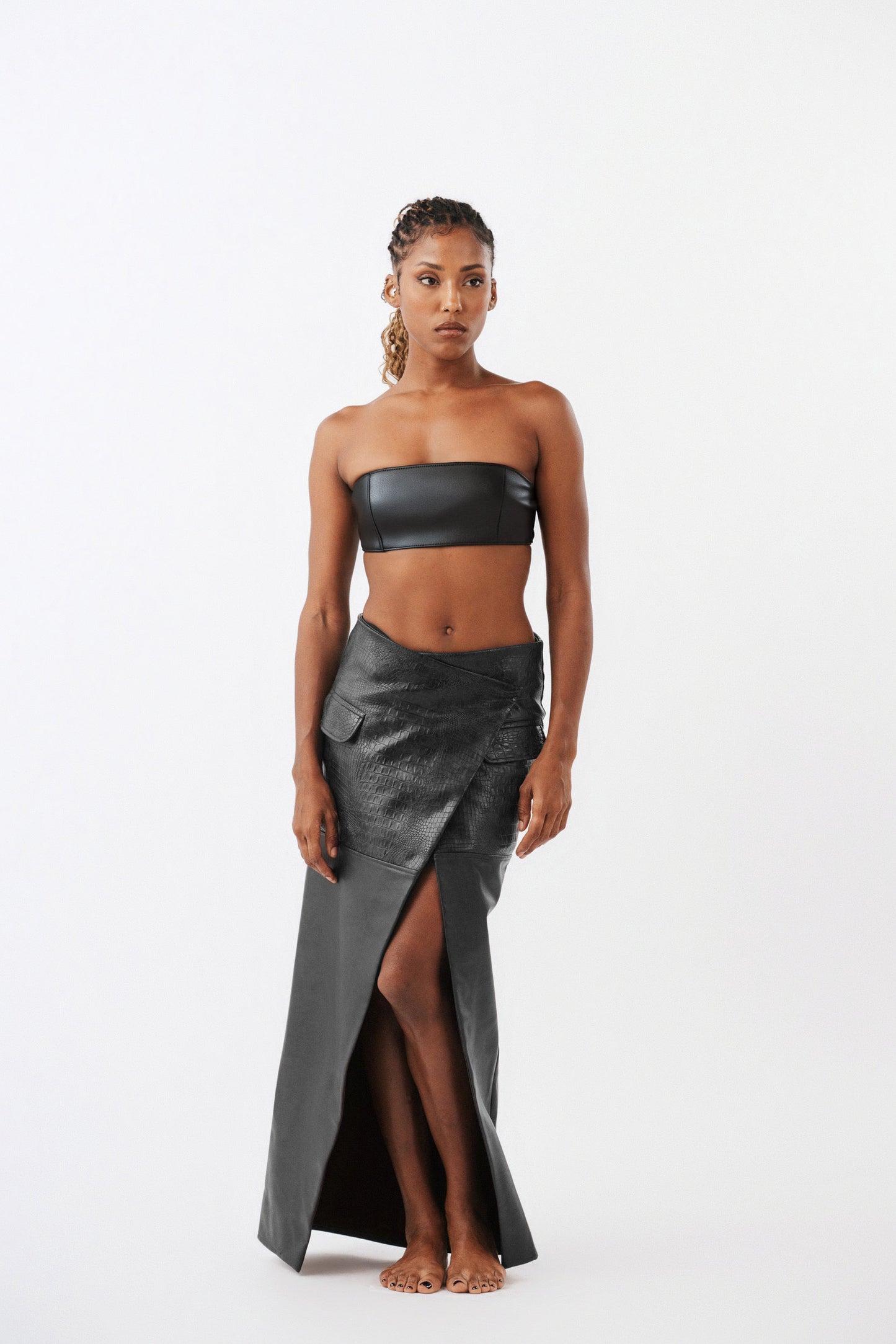 Caractère Gras Leather Skirt