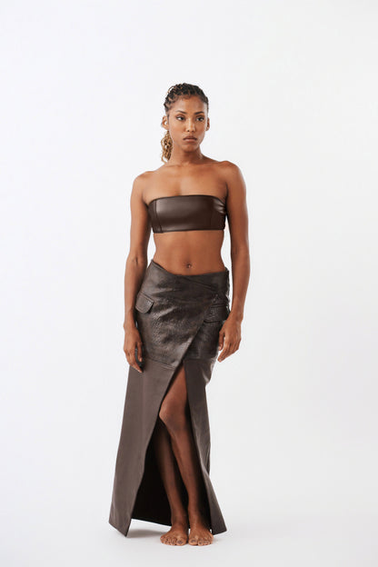 Caractère Gras Leather Skirt