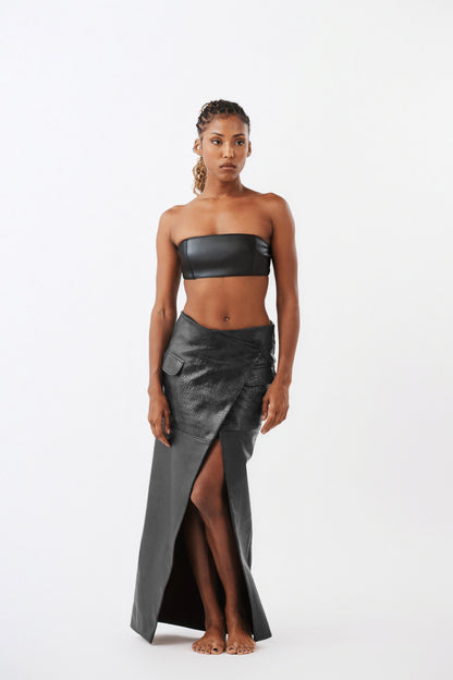 Caractère Gras Leather Skirt