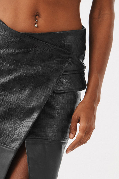 Caractère Gras Leather Skirt